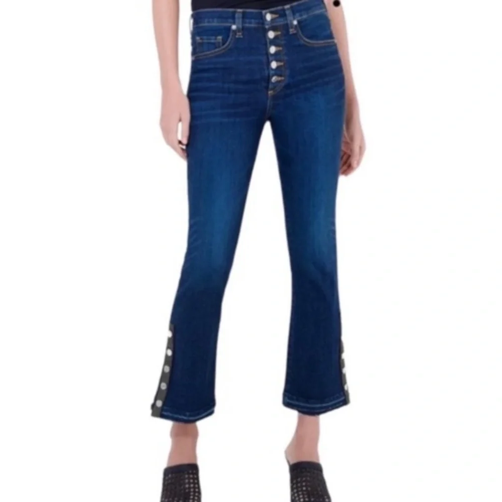 Veronica Beard Carolyn Baby Boot Button Fly Cropped Raw Hem Jeans
